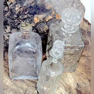 Vintage glass decanters, lot of 3